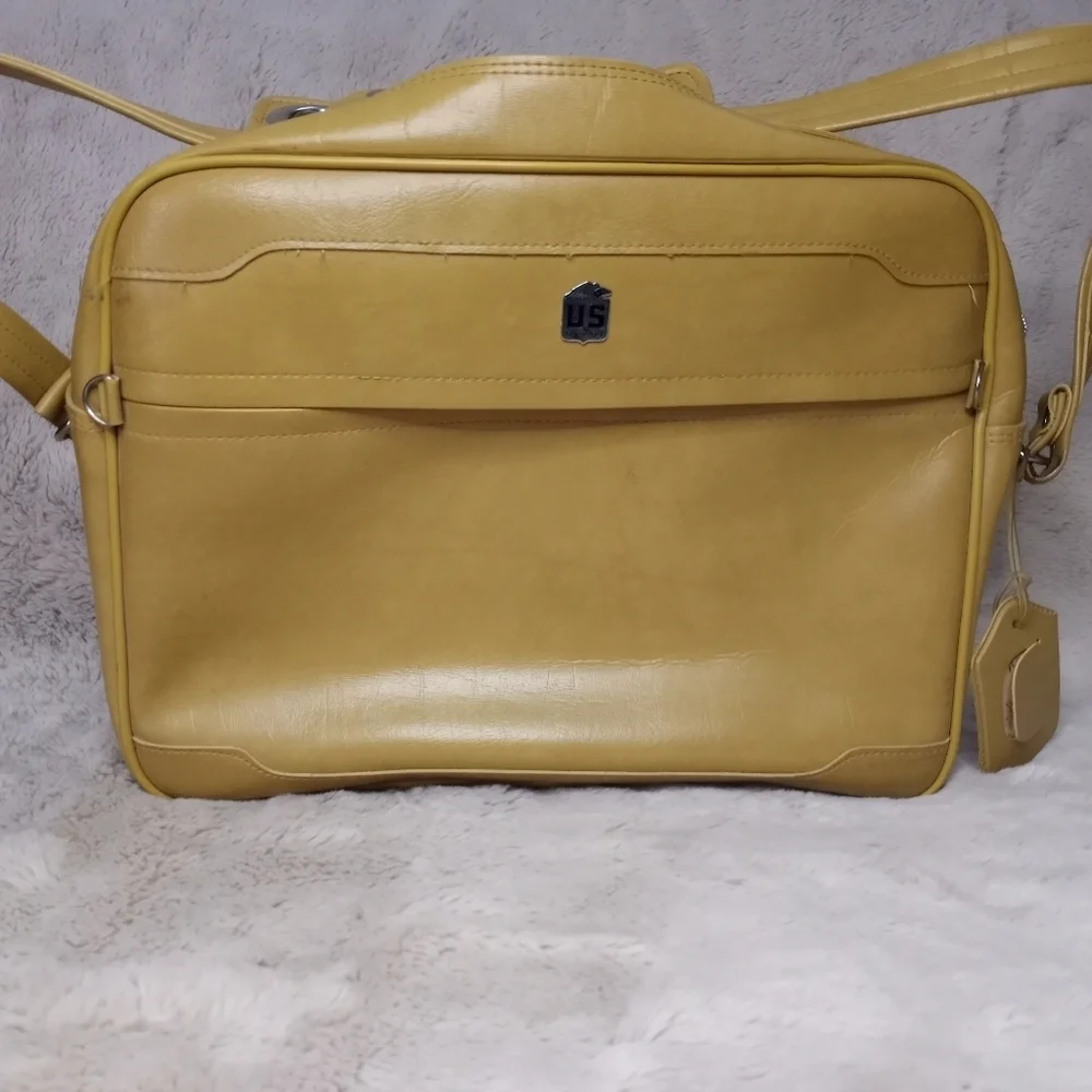 Vintage Retro United States Luggage Corp Classic Shoulder Strap 70s 80s Carry On - Picture 2 of 9